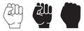 Protest fist raised. Icon of protesting hand. Concept of freedom, equality,  power. Royalty Free Stock Photo